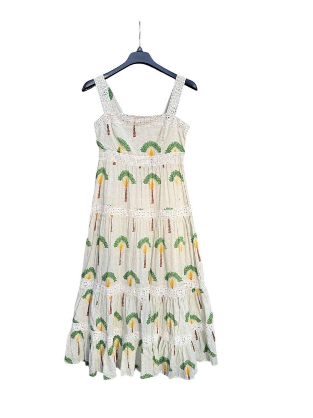 Calypso St. Barth Cream Maxi Dress with Green and Yellow Palm Motif - Picture 5 of 7